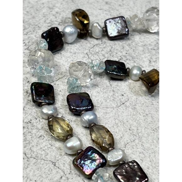 925 Starborn sterling pearl and quartz necklace silversmith artisan OOAK stone - Picture 6 of 11